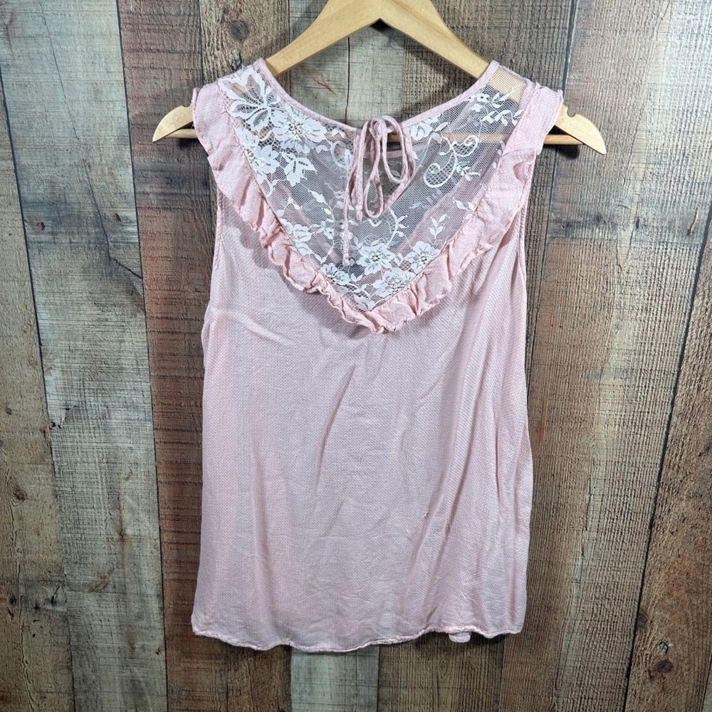 Torrid Blush Pink Lace Tank Top 1X Plus Sleeveless Romantic Coquette Soft Girl - Picture 3 of 6